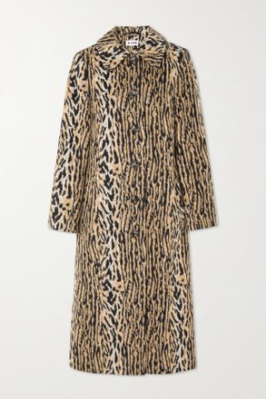 Rixo Cappotto In Feltro Con Stampa Leopardata Milly - Marrone