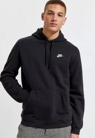 Nike Club pullover hoodie geborduurd logo in marineblauw