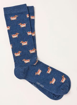 Fat Face FatFace Navy Sausage Dog Socks