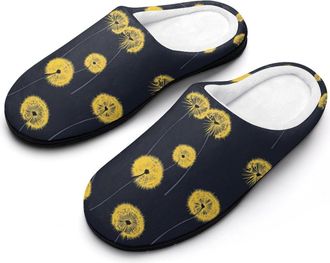 Generic Dandelions Flowers Mens House Slippers Memory Foam Washable Cotton Slip on Home Shoes