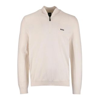 HUGO BOSS Truien & Vesten, Heren, Beige, M, Wol, Momentum-X Half Zip Sweater