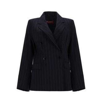 Max Mara Jassen, Dames, Blauw, M, Leer, Mstonagro Blazer