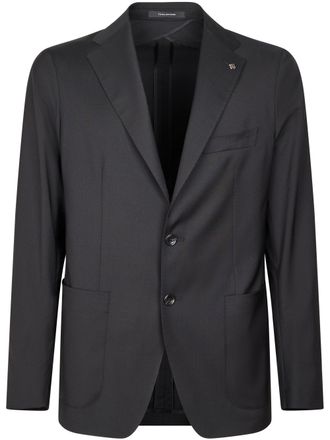 Tagliatore Tailored Virgin Wool Blazer with Metallic Lapel Pin
