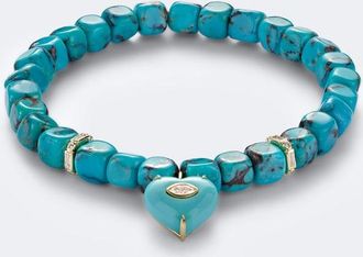 Sydney Evan Pulsera de oro de 14 ct con turquesa y diamantes