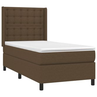 vidaXL Vidaxl - Cama Box Spring Con Colch&oacute;n Tela Marr&oacute;n Oscuro 90x190 Cm
