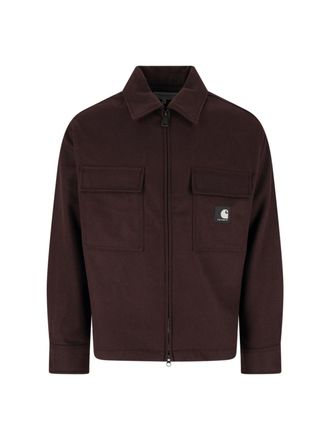 Carhartt Work in Progress Brown Atoka Logo Patch Wool-Blend Zip Jacket