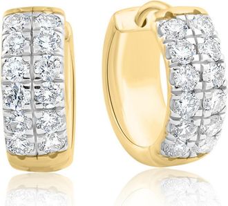 Pompeii3 1 1/2Ct Diamond Hoops in Yellow Gold Lab Grown 14.55mm Tall