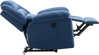 Vente-Unique Sill&oacute;n relax el&eacute;ctrico de tela azul BUROLO