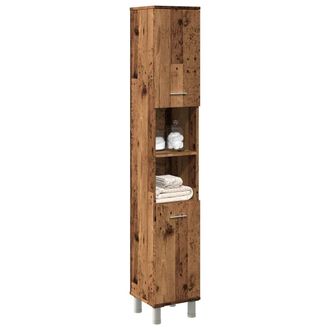 Berkfield Home Bathroom Cabinet Old Wood 30x30x179 cm Engineered Wood in Brown | Size: 30 x 30 x 179 cm