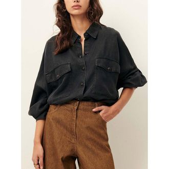 Sessun Losvallend overhemd van lyocell chambray, lange mouwen, BOTANIELLA