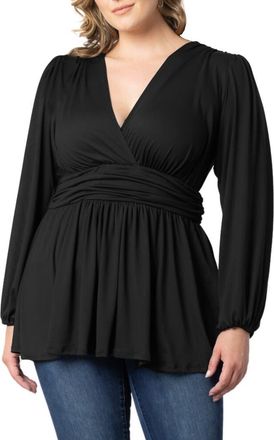 Kiyonna Leah Gathered Top in Black Noir at Nordstrom, Size 0X