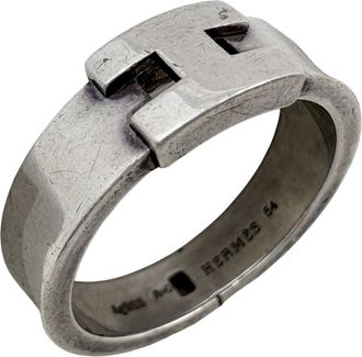 Herm&egrave;s Silver Silver 925 Band Ring (Pre-Owned)