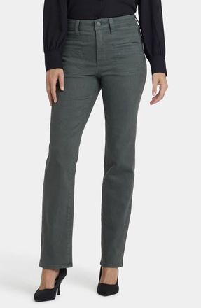 NYDJ Marilyn High Waist Utility Pocket Jeans in True Olive at Nordstrom, Size 12P