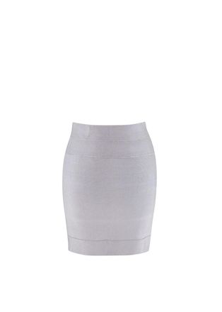 H&eacute;rve L&eacute;ger Dove Grey Stretch Knit Bandage Skirt Size S