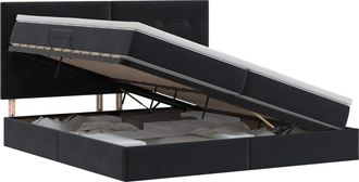 vidaXL Cama Con Almacenamiento Y Colch&oacute;n Negro 200 X 200 Cm Terciopelo Vidaxl