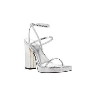 Marc Fisher Womens Katin Ankle Strap Heels In Silver