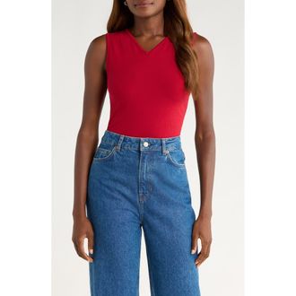 Reformation Wren Cotton V-Neck Tank in Rubies at Nordstrom, Size X-Small