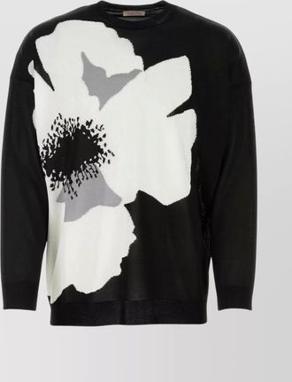 Valentino Garavani crew neck floral design long sleeves sweater