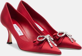 Jimmy Choo London Auria 70 embellished satin pumps