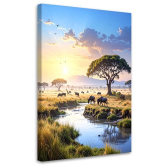 Feeby Cuadro En Lienzo Animales Africanos Sabana Naturaleza 70x100