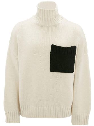 J.W.Anderson patch-pocket roll-neck jumper - women - Acrylic/Wool/Alpaca - S - Neutrals