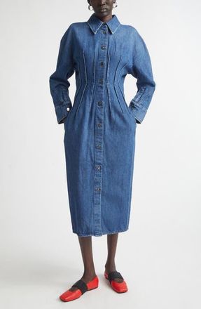 Givenchy Long Sleeve Denim Cocoon Dress in Medium Blue at Nordstrom, Size 10 Us