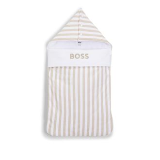 BOSS Striped cotton baby nest with embroidered logo