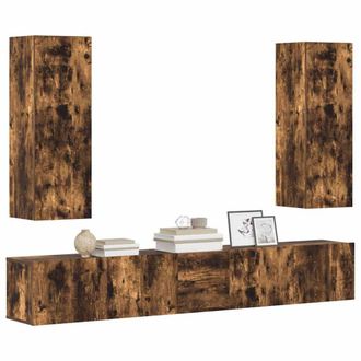 Berkfield Home Classic 5 Piece TV Cabinet Set Smoked Oak Engineered Wood in Brown
