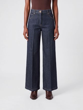 Aspesi Jeans a gamba larga in denim di cotone a vita alta