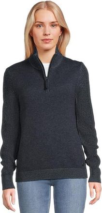 Royal Robbins Westlands 1/4 Zip Womens Sweater Deep Blue Heather : LG, Polyester/Wool
