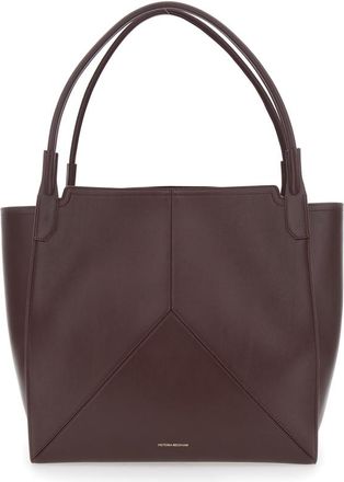 Victoria Beckham Victoria Bordeaux Handbag With V Stitching On The Front And Embossed Logo Lettering On The Front In Leather