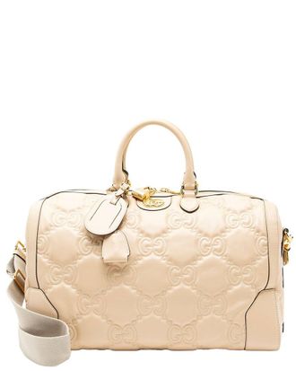 Gucci Beige Jumbo Gg Leather Matelasse Medium Duffle (Authentic Pre-Loved)