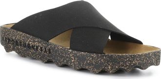 FLY London Cross Slide Sandal in Black Suede at Nordstrom, Size 10-10.5Us