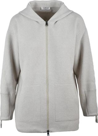 PANICALE Wool Silk Cashmere Zip Cardigan - Beige