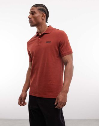 Barbour Essential - Polo a maniche corte color ruggine con logo-Blu