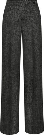 Kiton Wollen Mix Rechte Pijpen Broek - Dames - Wijde Broeken - Grijs - M - Wol - Broeken