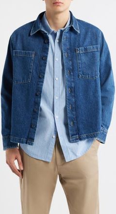 Percival Heavyweight Denim Overshirt in Mid Wash at Nordstrom, Size Xx-Large