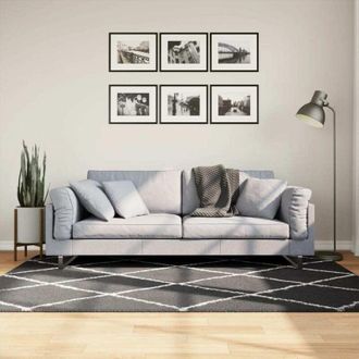 vidaXL Vidaxl - Shaggy Rug pamplona High Pile Modern Black and Cream 140x200 cm