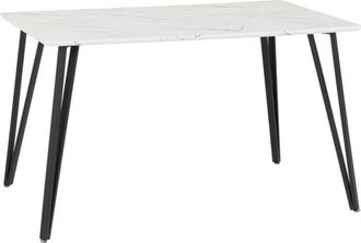 Seconique Marlow Indoor Dining Table - L80 x W130 x H75.5 cm - White Marble Effect