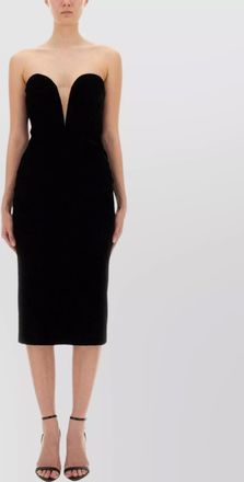 Tom Ford strapless plunging neckline midi fitted dress