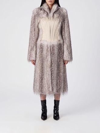 Elisabetta Franchi Cappotto lungo in pelliccia sintetica con collo alto