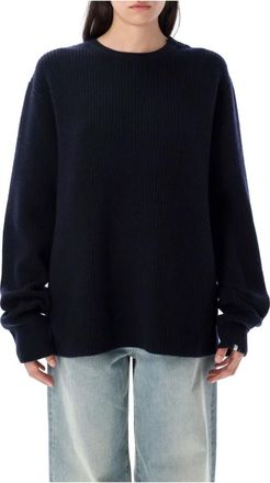 Extreme Cashmere Geribbelde Kasjmiertrui Navy Aw 25 - Dames - Cashmere truien - Blauw - ONE Size - Kasjmier - Truien & Vesten