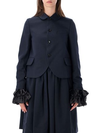 Comme Des Gar&ccedil;ons Structured Round-Collar Ruffle-Cuff Blazer