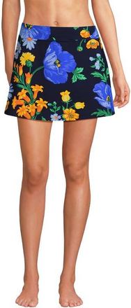 Lands End Swim Skirt Swim Bottoms in Navy/exploded Poppy Floral at Nordstrom, Size 10