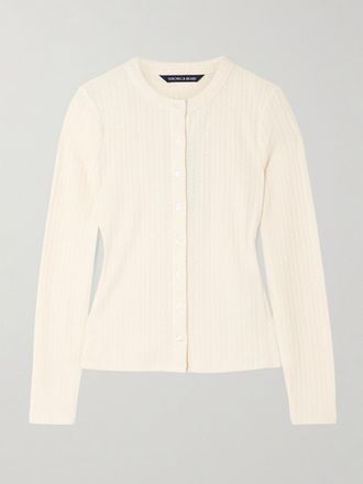 Veronica Beard Cardigan In Maglia Pointelle Lira - Ecru