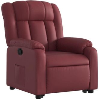 vidaXL Sill&oacute;n Reclinable Elevable Cuero Artificial Rojo Tinto Vidaxl