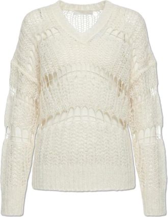 Fabiana Filippi Truien & Vesten, Dames, Beige, M, Katoen, Trui met decoratief breisel