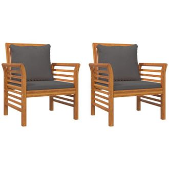 vidaXL Vidaxl - Sofa Chairs with Dark Grey Cushions 2 pcs Solid Wood Acacia
