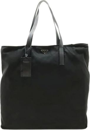 Prada Pre-owned Tote Bags, female, Black, Size: ONE SIZE Pre-owned Vintage Nylon Tote Bag