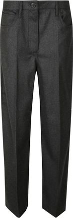 Prada Broeken, Dames, Grijs, M, Leer, Flannel Broeken